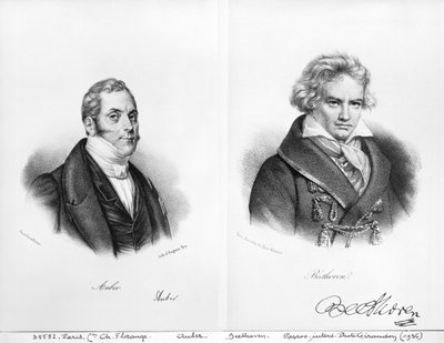 Esprit Auber (1782-1871) and Ludwig van Beethoven (1770-1827) by Auguste Bry